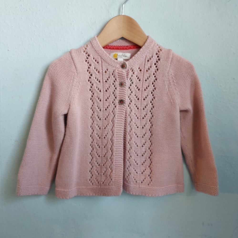 Darling Pink Knit Baby Cardigan with Button Details